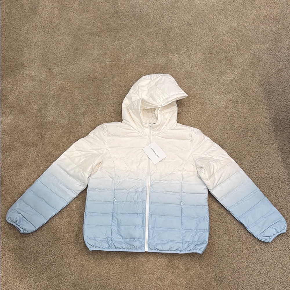 Women's Gradient Blue and White Puffer Jacket